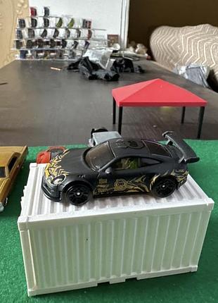 Hot wheels porsche 911 gt3 r/s чорна з жовтим