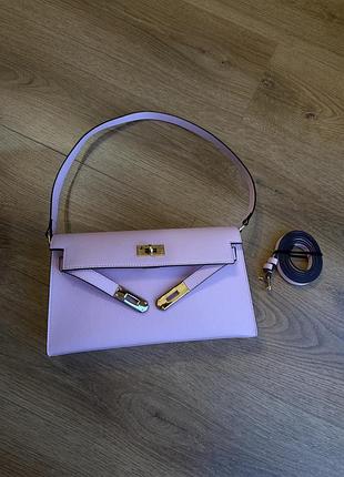 Клатч жіночий hermes рожевий шкіряний