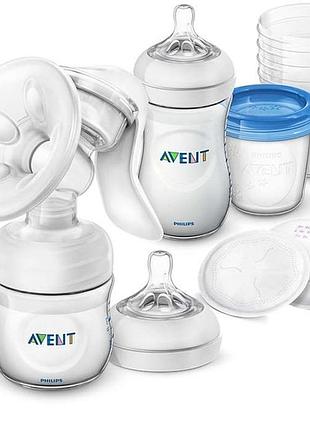 Ручной молокоотсос philips avent natural, с набором для хранения (scd221/00)