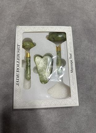 Набір для догляду за обличчям jade roller set, зелений