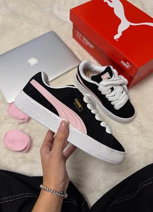 Puma suede xl black pink 👟🩷 | чорно-рожеві кросівки | 36–40