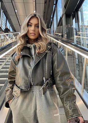 Куртка косуха zara з витертим ефектом 3