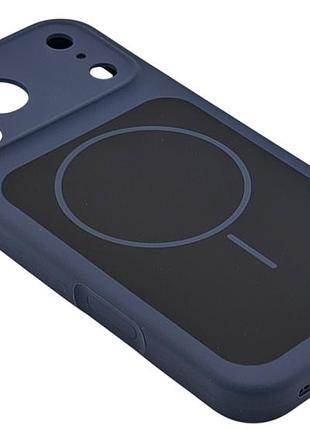 Чехол magnetic vision для apple iphone 17 pro max бампер с микрофиброй темно-синий 3