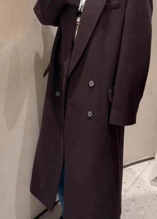 Нове шоколадне вовняне пальто zara зара zw collection oversize m 3736/044/700