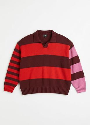 Свитер хлопковый вязаный для мужчины h&m regular fit bdo104631 l комбинированный