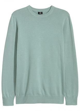 Джемпер тонкої в'язки для чоловіка h&m slim fit 0564358-006 s блакитний