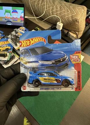 Hot wheels 2018 honda civic type r, серія then and now 3/10