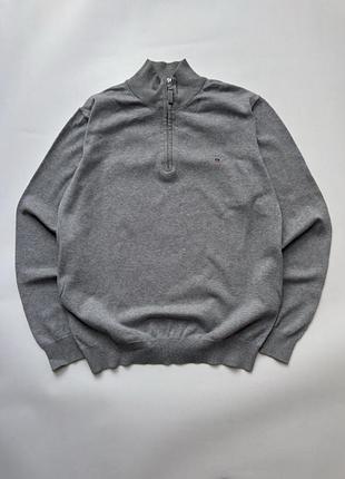 Серый джемпер gant на молнии (half-zip) размер m
