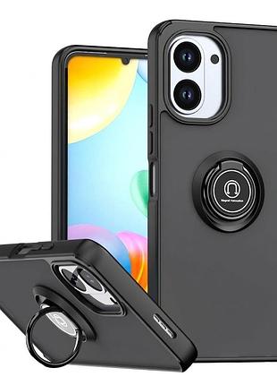 Чехол fiji colorframe для tecno spark go 3 (kn3) матовый бампер с кольцом подставкой black