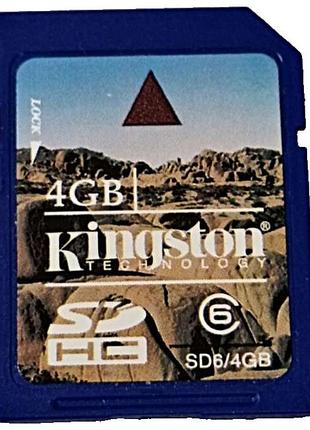 Карта флеш пам'яті б/у kingston 4 gb sdhc class 4 sd4/4gb