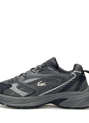 Чоловічі кросівки lacoste l003 neo shot сірі топ якості з шкіри і сітки практичні сучасні для чоловіків лакоста весняні