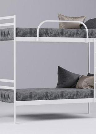 Двоповерхове металеве ліжко релакс дуо (relax duo) з матрасами (акція від 2 шт) білий, 90x200