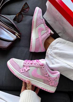 Dunk low pink flowers | рожеві кросівки з квітковим декором | 36–41 💗💞
