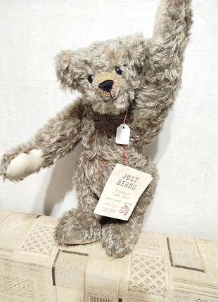 М'яка іграшка ведмедик just bears вінтажний на шарнірах, ручна робота, сірий