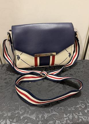 Сумка жіноча u.s. polo assn. синя з білим
