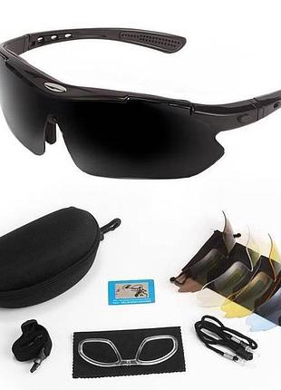 Тактические очки защитные для военных oakley без бренда 5 пар сменных линз оправа черная