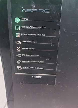Настольный компьютер системный блок б/у acer aspire x3990 intel core i3-2120/ram 3gb/hdd 500gb/nvidia geforce gt 1030