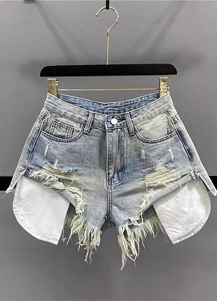 Шорти жіночі джинсові повсякденні рвані приталені бавовняні l