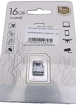 Карта флеш пам'яті б/у t&g microsdhc class 4 16 gb арт. 131979