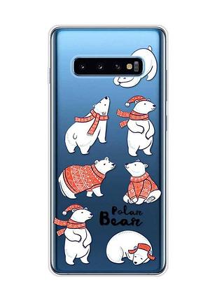 Прозорий чохол на samsung galaxy s10 plus ведмедики (принт 145)