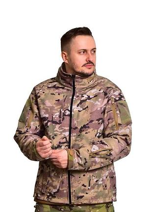 Тактическая куртка демисезонная для военных softshell / флис windshell tactical - мультикам (+15°c / -5°c)