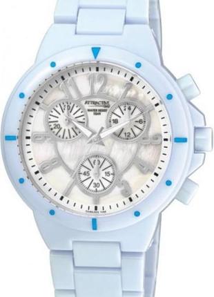 Женские часы q&q da89j005y attractive голубой пластиковый корпус хронограф водозащита 50 м белый циферблат