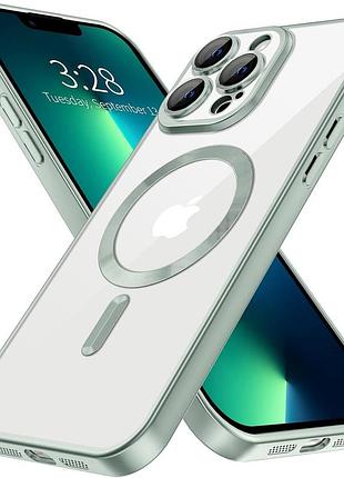 Чехол fiji chrome для apple iphone 13 pro с magsafe и защитой камер матовый mint green