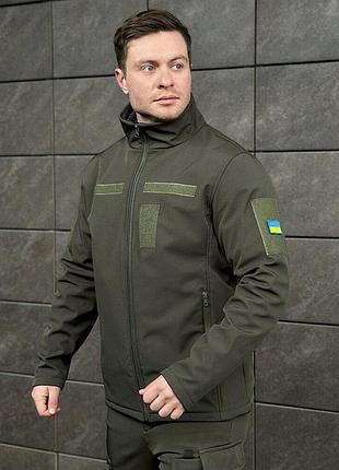 Тактична куртка демісезонна чоловіча для військових soft shell панелі velcro від 0 до +15 колір олива