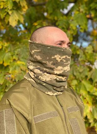Тактический баф флисовый для военных плотность: 300гр/м с регулировкой эластичной резинкой с фиксатором пиксель піксель ( 33*28,5)