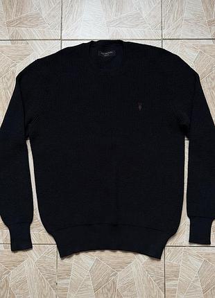 Свитер rare y2k allsaints trias crew waffle knit sweater black cotton skull logo size m