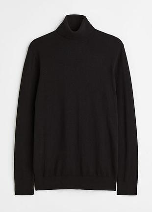 Гольф-водолазка тонкой вязки для мужчины h&m slim fit 0715828-013 xs черный