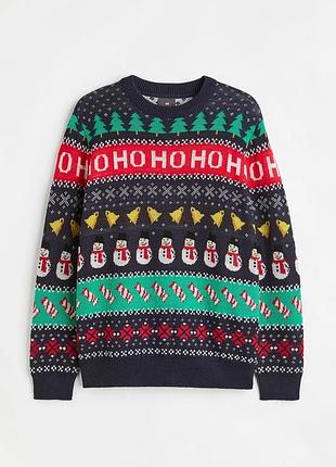 Джемпер с принтом для мужчины h&m regular fit 1108492-7 l комбинированный