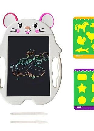 Планшет для малювання мишка з lcd-дисплеєм із трафаретами 29 см білий (966801c03mwt)