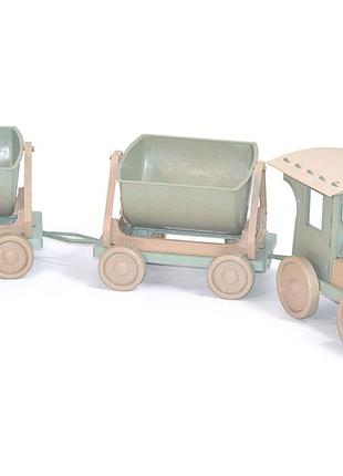 Игрушечный поезд doloni toys для песочницы 2 прицепа eco зеленый (013118/01eco)