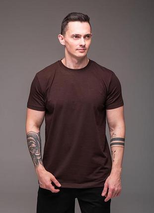 Мужская футболка однотона батал коричневая 4xl