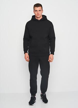 Костюм спортивный мужской утепленный черного цвета, s