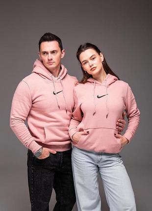 Утеплена кофта худі nike унісекс пудра