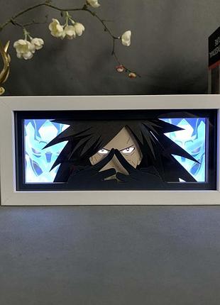 Багатошаровий світильник з 3d ефектом мадара учиха led лампа нічник з аніме наруто naruto shippuden