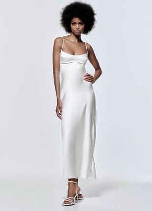 Біла сукня міді zara