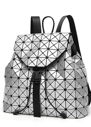 Рюкзак бао бао галограмный bao bao issey miyake, школьный и городской стиль серый