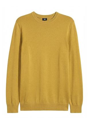 Джемпер тонкої в'язки для чоловіка h&m slim fit 0564358-7 l жовтий