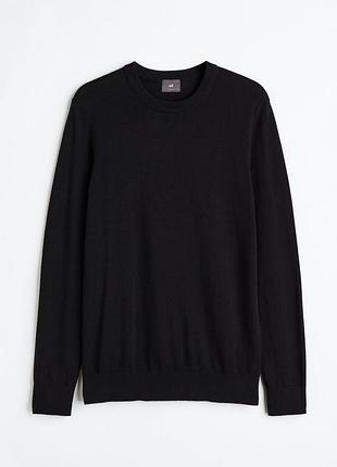 Джемпер тонкої в'язки для чоловіка h&m slim fit 0564358-012 l чорний