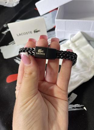 Чоловічий браслет lacoste чорний — нержавіюча сталь 316l, плетений дизайн