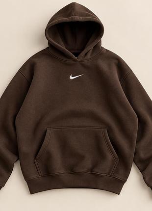 Худи nike коричневое мужское, кофта найк с капюшоном, коричневая толстовка nike