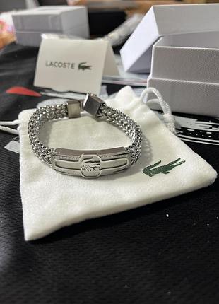 Чоловічий браслет lacoste сріблястий — нержавіюча сталь 316l, плетений дизайн