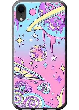 Чехол 2d пластиковый на телефон iphone xr розовая галактика "4146t-1560-58250"