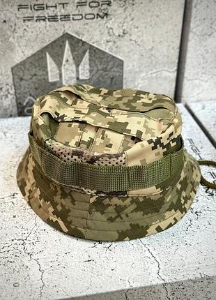 Тактическая панама для военных с велкро панелью в цвете пиксель