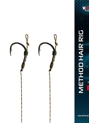 Готовый поводок w4c с волосом method hair rig, крючок wide gape № 6