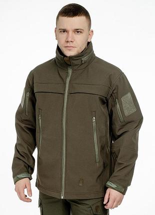 Тактична куртка демісезонна для військових soft shell, підкладка мікрофліс від 0 до 15 олива