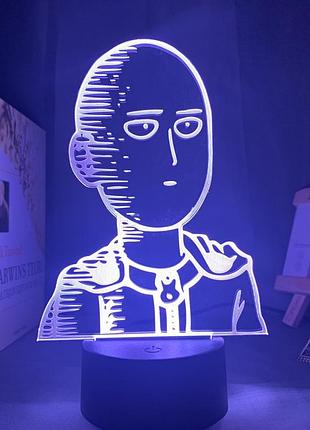 Світильник із 3d-ефектом led-лампа сайтами з аніме onepunch-man нічник з пультом ванпанчмен